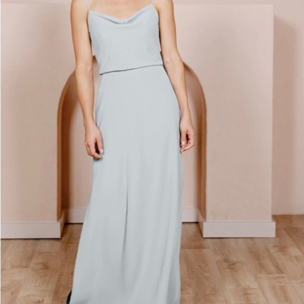 Revelry skye chiffon dress in dove grey. Size 14, petite length.